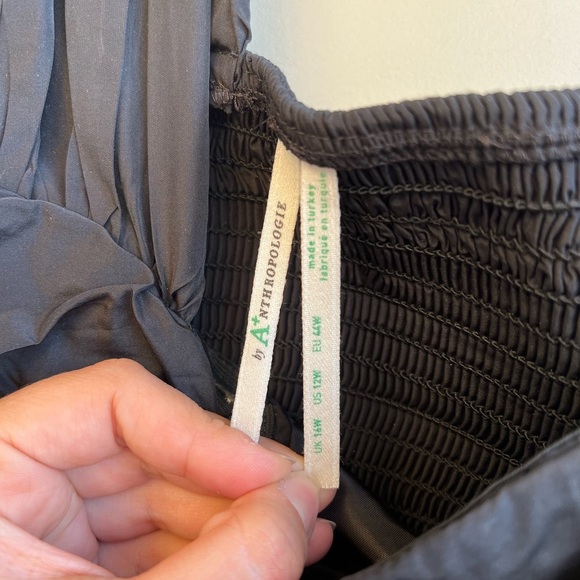 Anthropologie 12W Black One-Shoulder Party Top Draped Evening Cropped - Picture 4 of 6